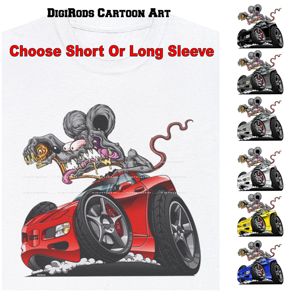 DigiRods Rat Rod Racer Corvette C5 Racing Model DigiRods Cartoon Car T Shirt