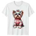 Cute Yorkie Dog Wearing Heart Womens Yorkshire Terrier Dog Unisex , , , Long Sleeve Tee