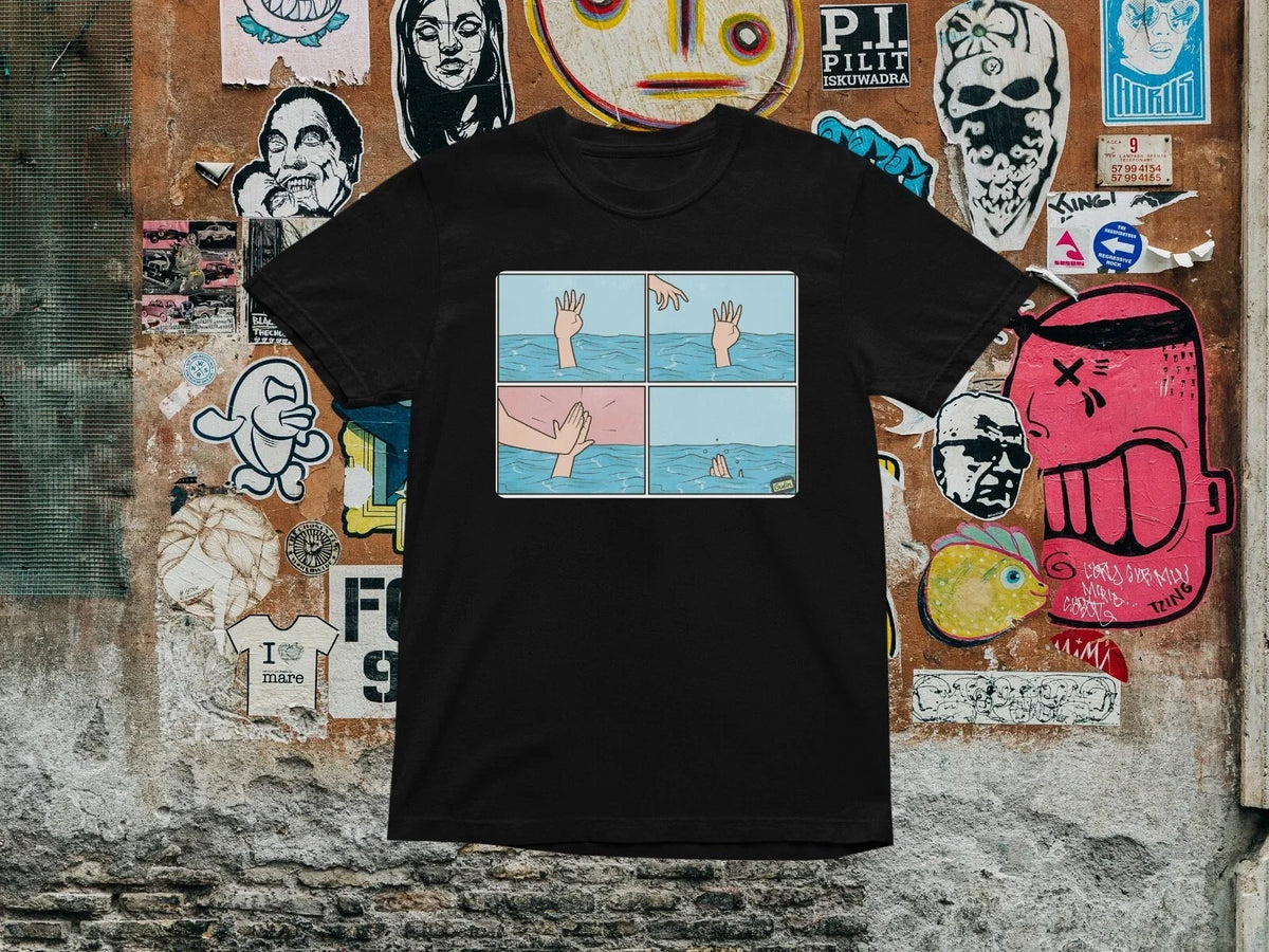 Drowning High Five T shirt - Funny - Aesthetic - Cool - Unisex - S 2XL Unisex , , , Long Sleeve Tee