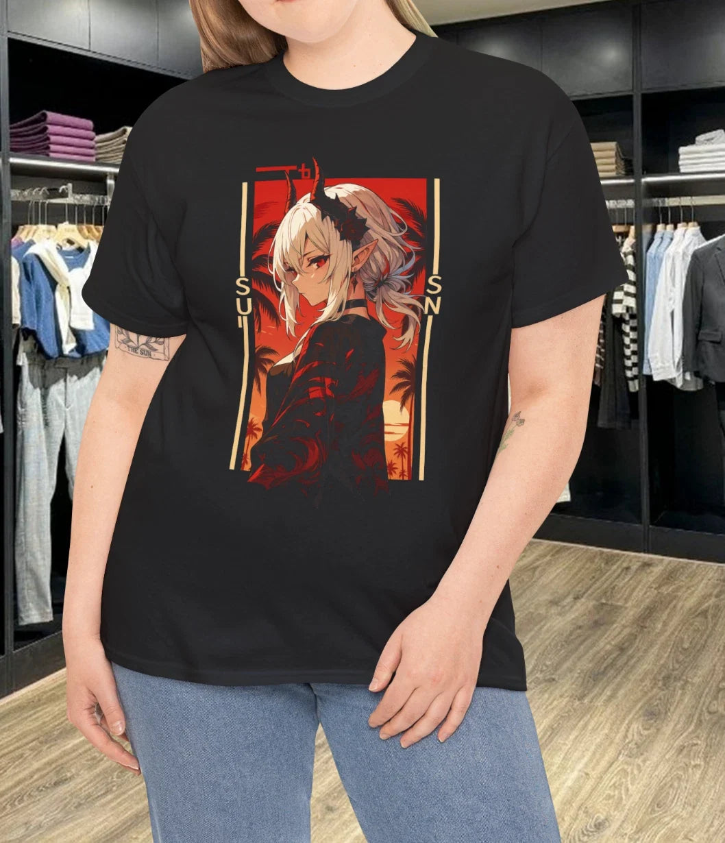 Creative Anime Girl Print T Shirt Versatile Breathable Unisex , , , Long Sleeve Tee