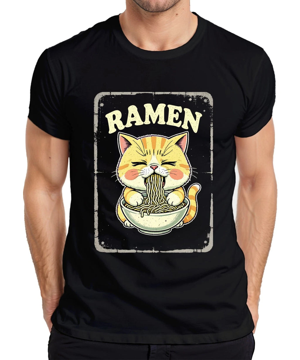 Ramen Cat Noodle Soup Kawaii Gift Retro Vintage Mens T-Shirt