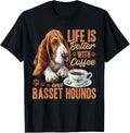 Basset Hound Dog Breed Life is Better with Coffee and a Gift Unisex Unisex , , , Long Sleeve Tee