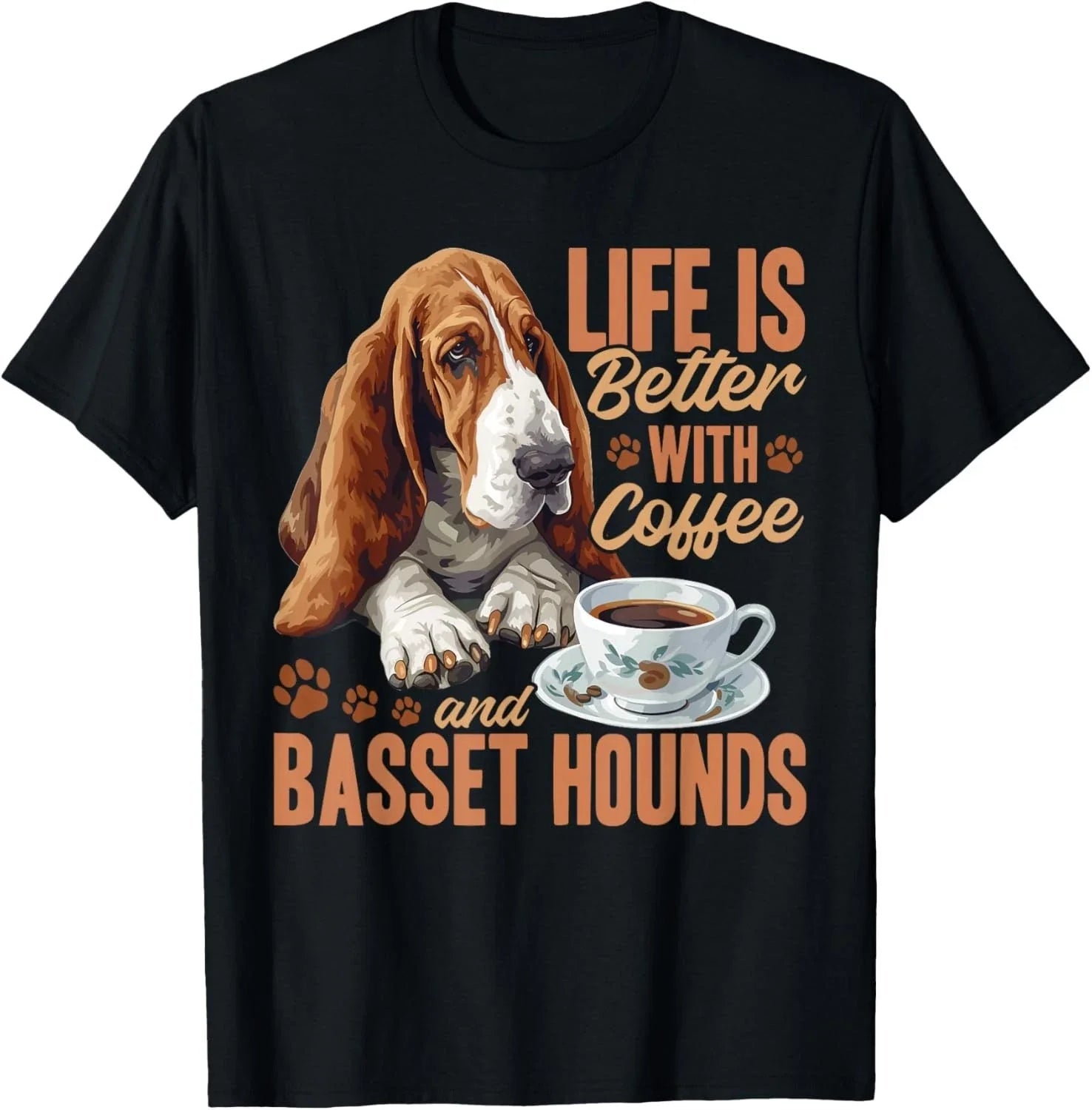 Basset Hound Dog Breed Life is Better with Coffee and a Gift Unisex Unisex , , , Long Sleeve Tee