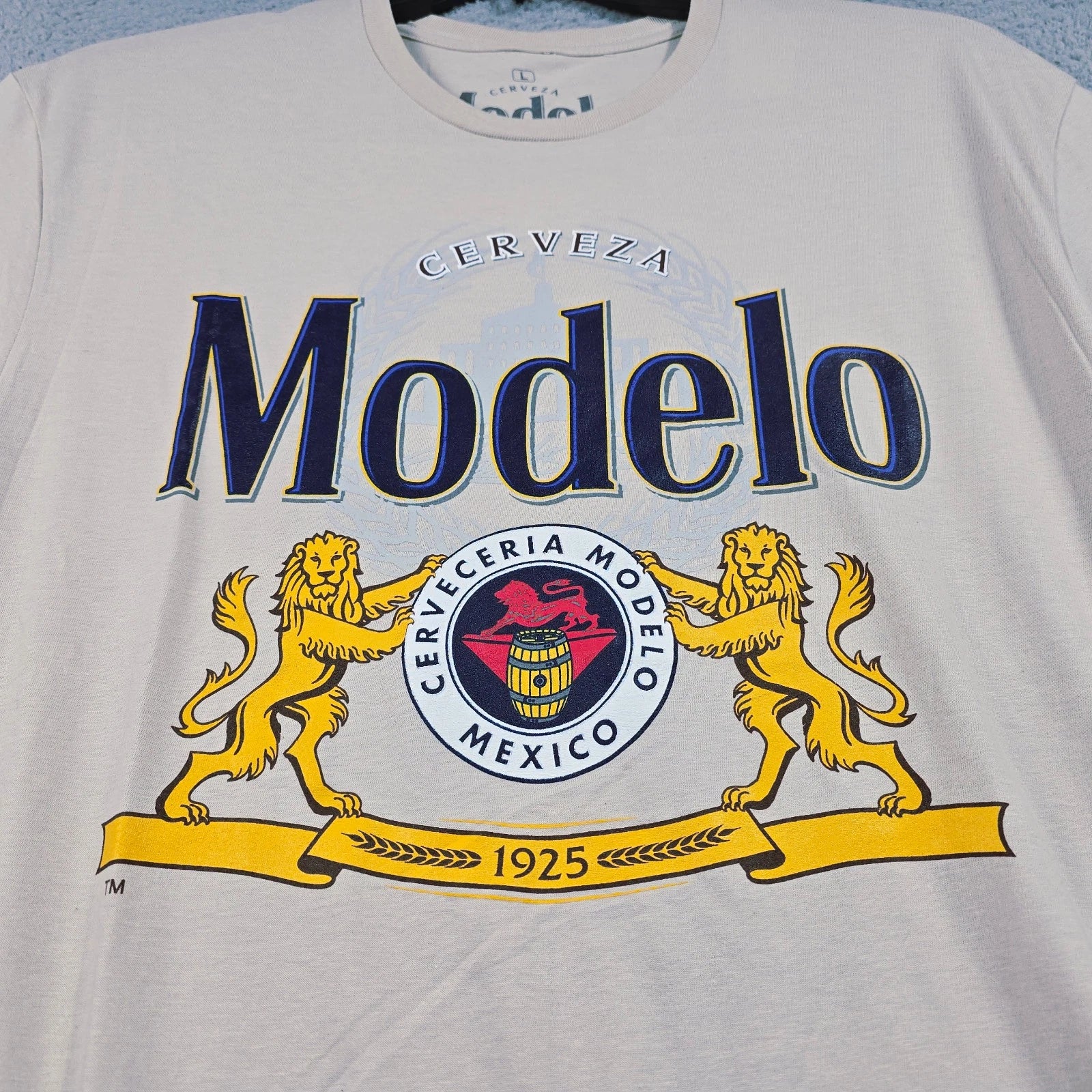 MODELO SHIRT MENS Extra Large XL Beige Beer Casual Cervesa Logo NWT