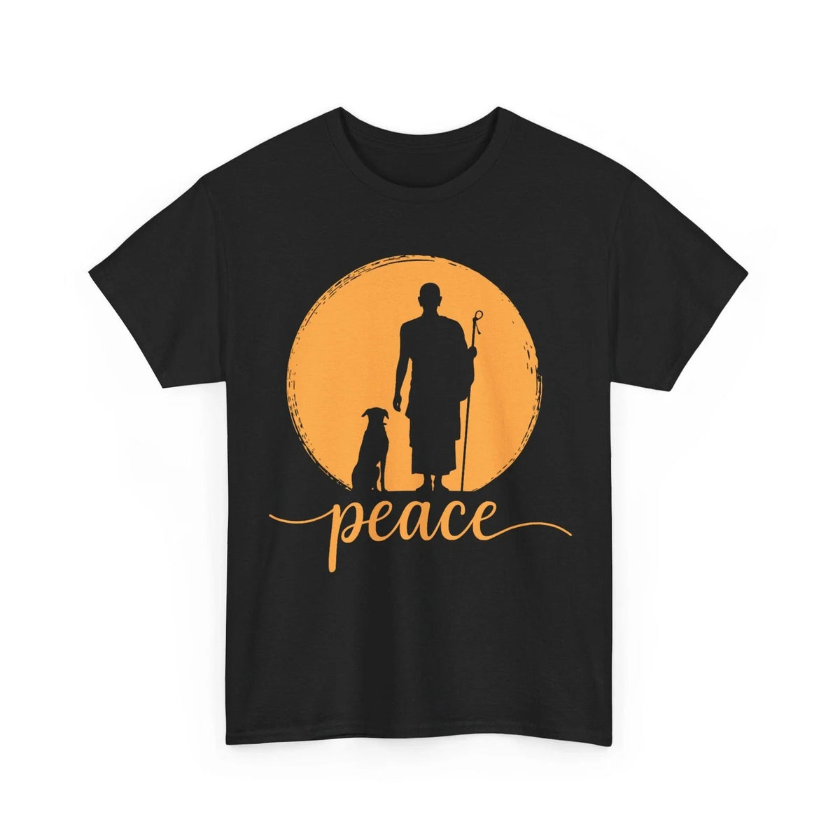 Retro Walk for Peace Monks with Aloka Dog Minimalist Zen Art Unisex , , , Long Sleeve Tee