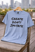 Create Don't Imitate Unisex Softstyle - Size Small Blue/Black Lettering Unisex , , , Long Sleeve Tee