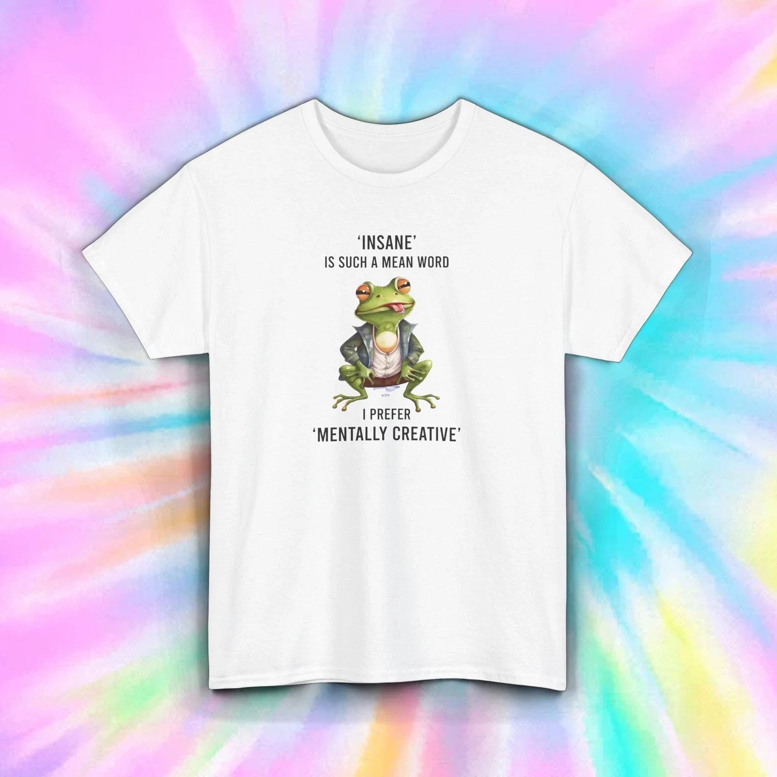 Mentally Creative Frog Funny Insane Humor Quirky Animal Graphic Tee S-5X Unisex , , , Long Sleeve Tee