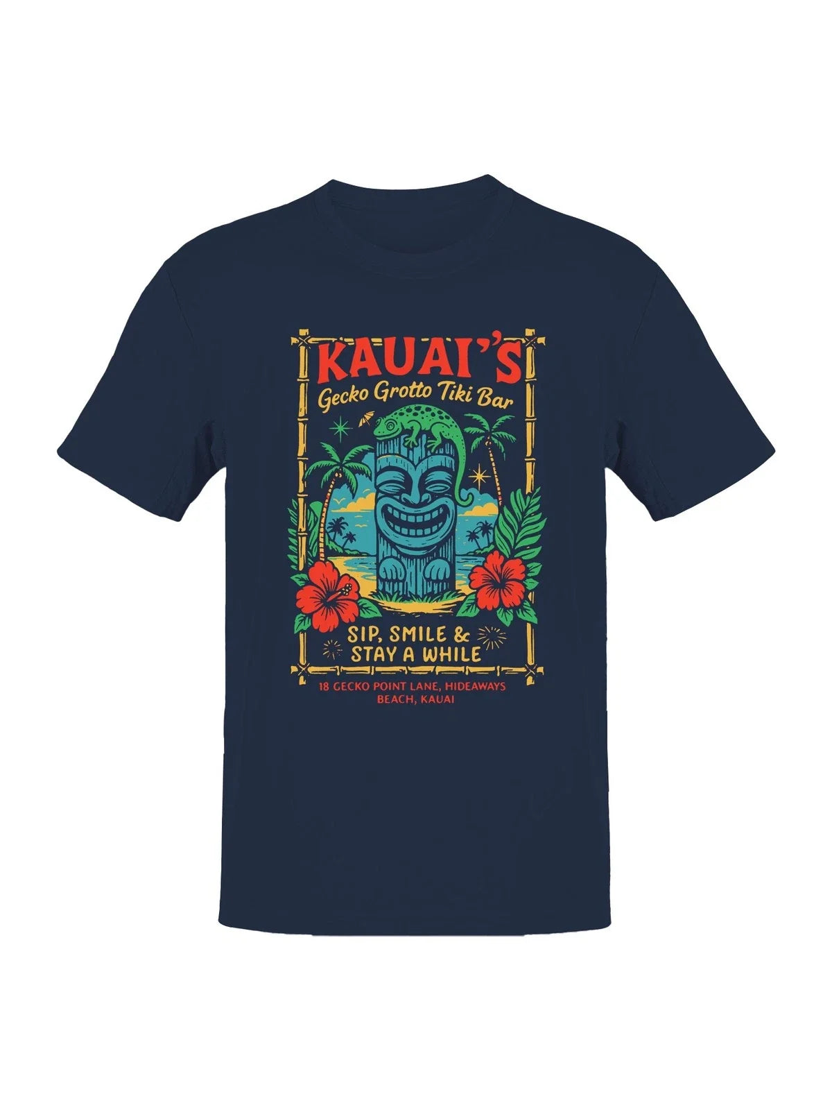 Kauai's Gecko Grotto Tiki Bar Design Men's Unisex , , , Long Sleeve Tee