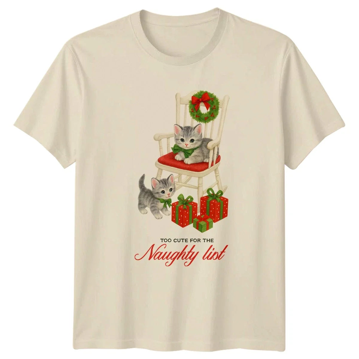 Too Cute For The Naughty List Christmas Kittens Holidays Mens Womens Graphic Tee Unisex , , , Long Sleeve Tee