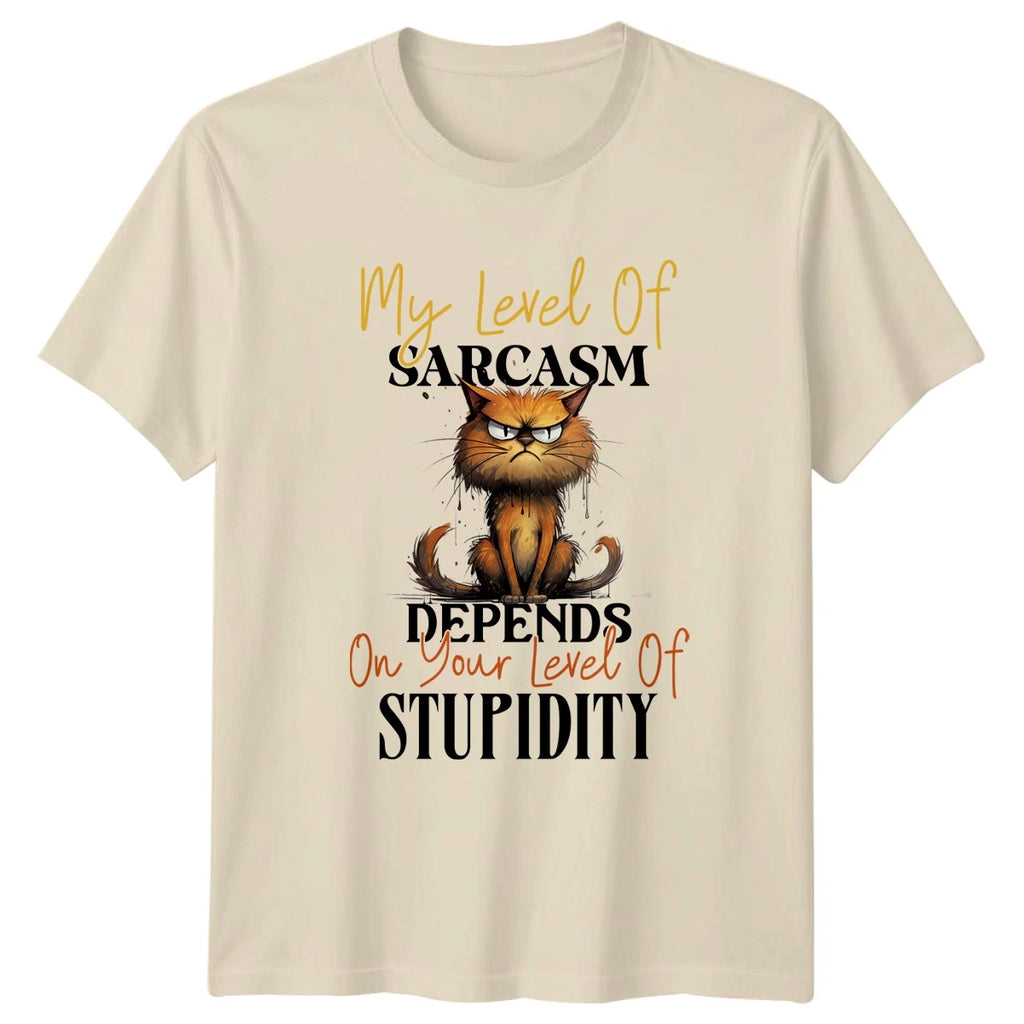 My Level Of Sarcasm Depends On T-Shirt Grumpy Cat Animal Humor Birthday
