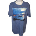 Next Level Blue Scenic Graphic Tee Large Soft Grunge Indie Minimalist Shirt Unisex , , , Long Sleeve Tee