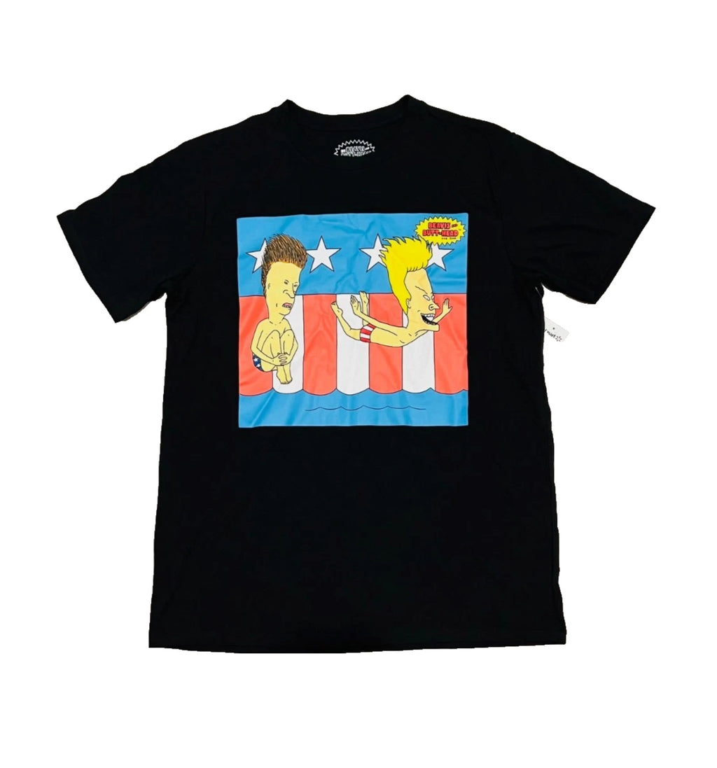NEW Men's BEAVIS & BUTTHEAD Merica Patriotic Short Sleeve T-Shirt Size 2XL 50/52