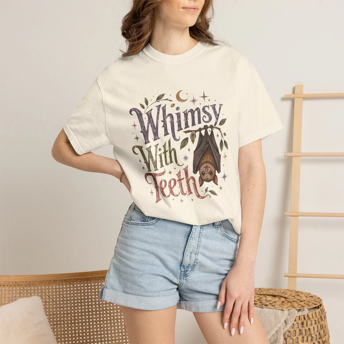 Whimsy With Teeth bat Illustration | cute spooky tee Unisex , , , Long Sleeve Tee