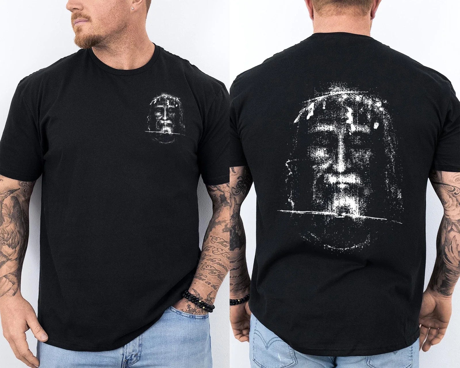 Vintage Shroud of Turin Holy Face of Jesus Christian Religious 2 Sided Unisex , , , Long Sleeve Tee