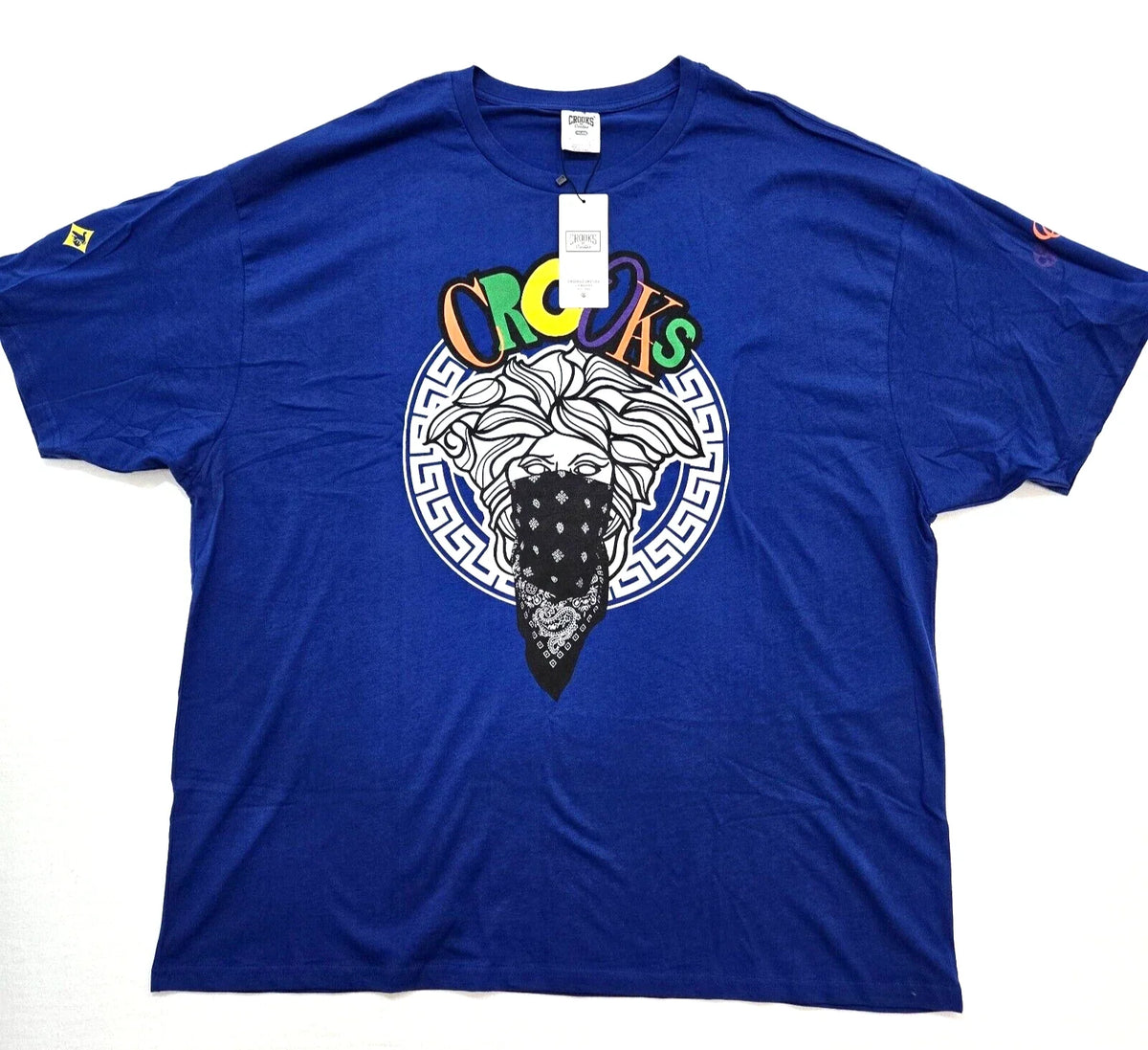 Crooks and Castles Big & Tall Men's Design Royal Blue Short Sleeve Shirt Unisex , , , Long Sleeve Tee