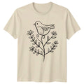 Cute Bird Botanical Line Art Nature Drawing Wildlife Birthday Gift Unisex , , , Long Sleeve Tee