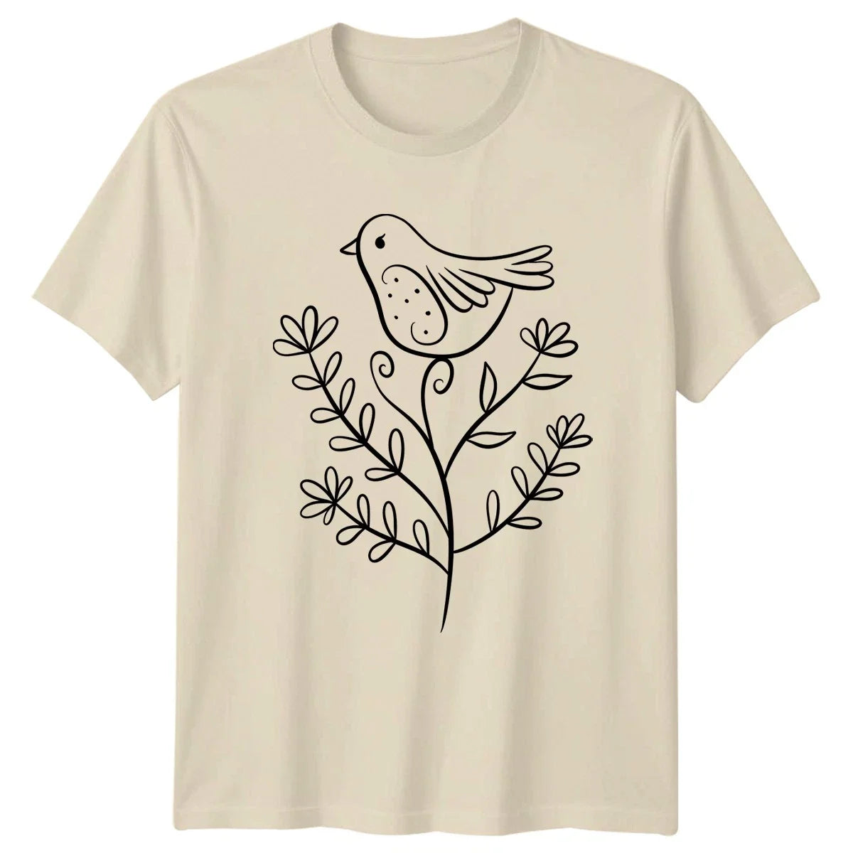 Cute Bird Botanical Line Art Nature Drawing Wildlife Birthday Gift Unisex , , , Long Sleeve Tee