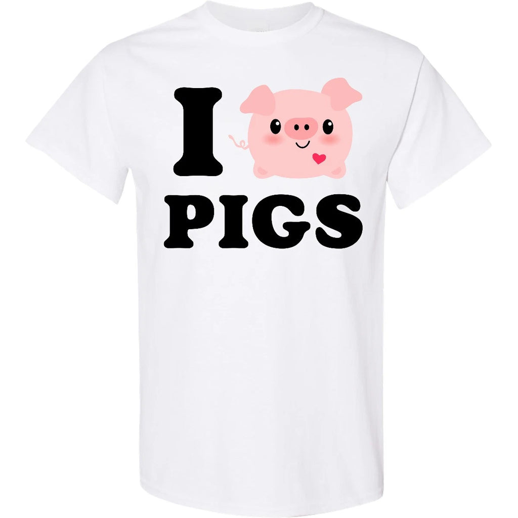 Inktastic I Love Pigs T-Shirt Chibi Lover Farm Oink Idea From Mens Clothing Tees