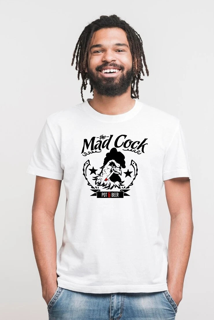 MEN WOMENS TEE TSHIRT UNISEX MAD COCK PUB DRINKING BEER MATES GIFT FUN NIGHT OUT