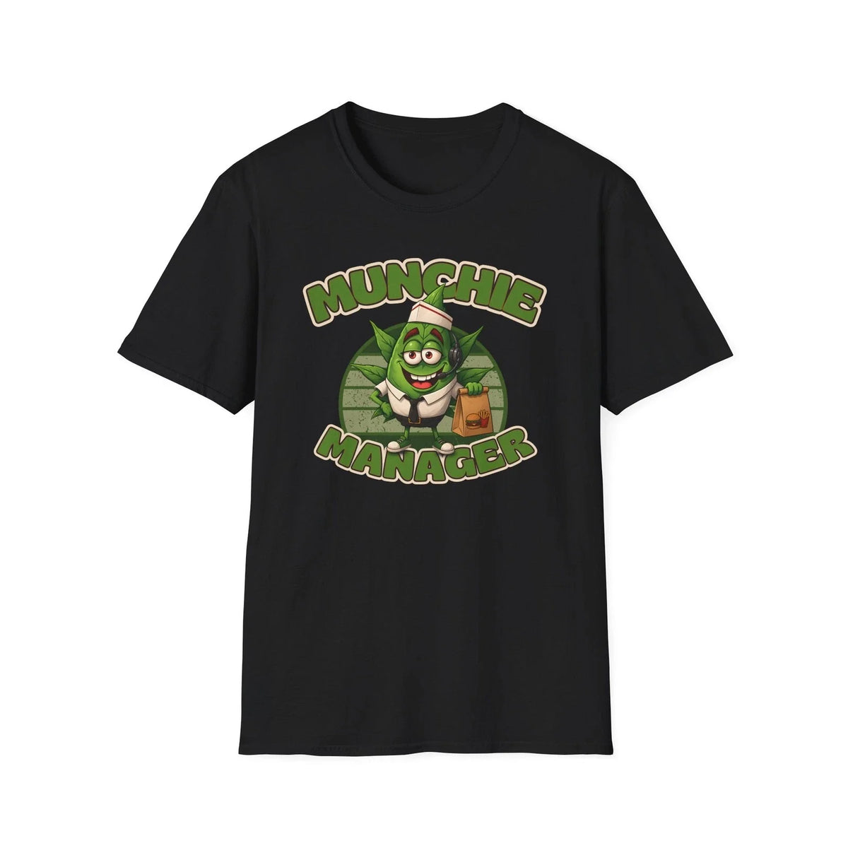 Munchie Manager | Cute Weed Leaf Character, Retro Fast Food Character Unisex , , , Long Sleeve Tee