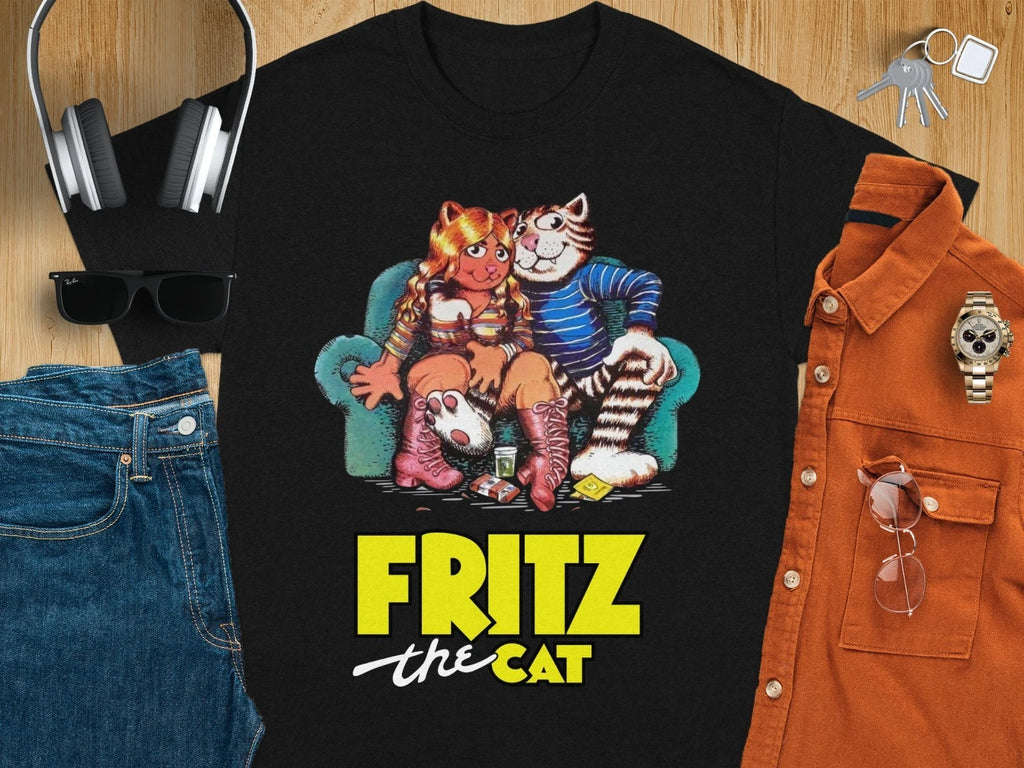 Fritz The Cat Tee T-Shirt, Adult Humor T-Shirt, Cartoon Movie T-Shirt USA Size