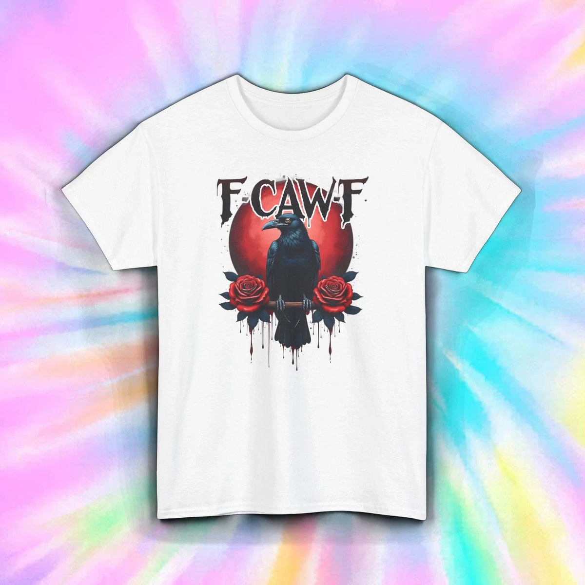 F-Caw-F Crow Shirt | Gothic Raven Red Moon Skull Roses Dark Aesthetic Tee S-5XL Unisex , , , Long Sleeve Tee