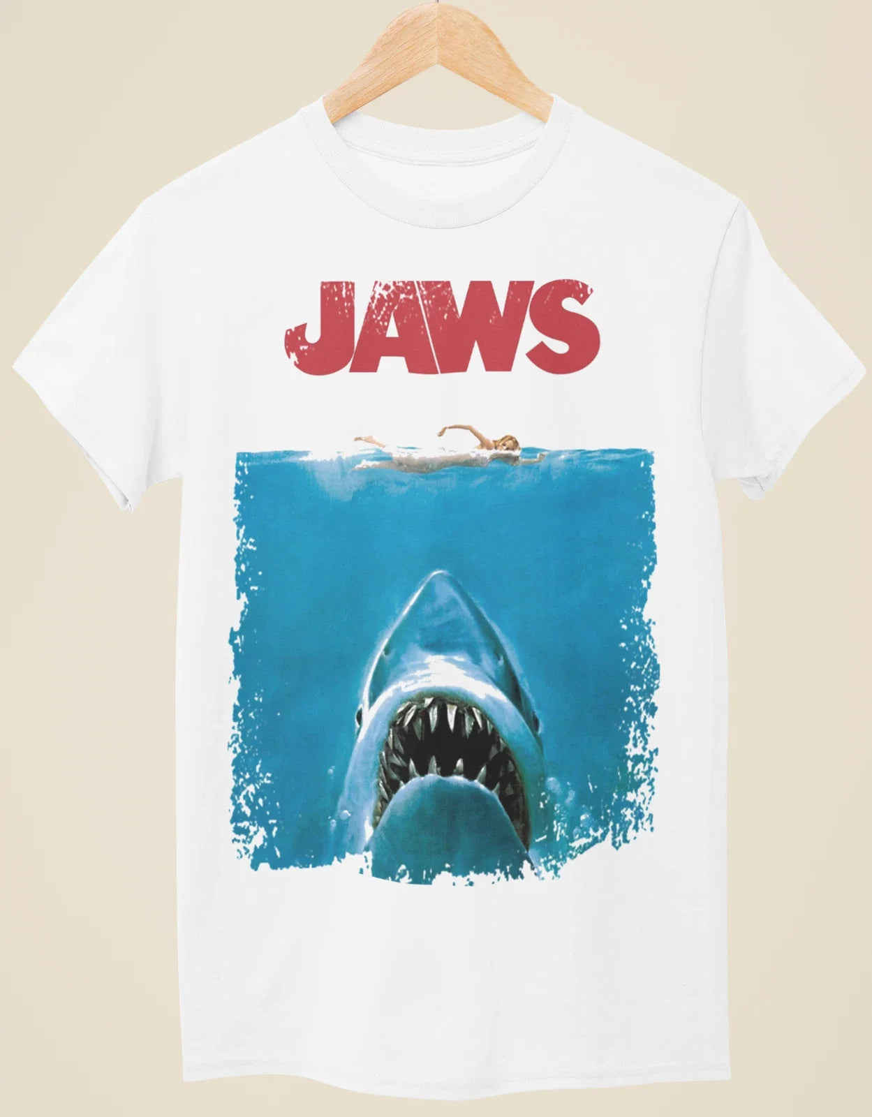 Jaws- Movie Poster Inspired Unisex White Unisex , , , Long Sleeve Tee