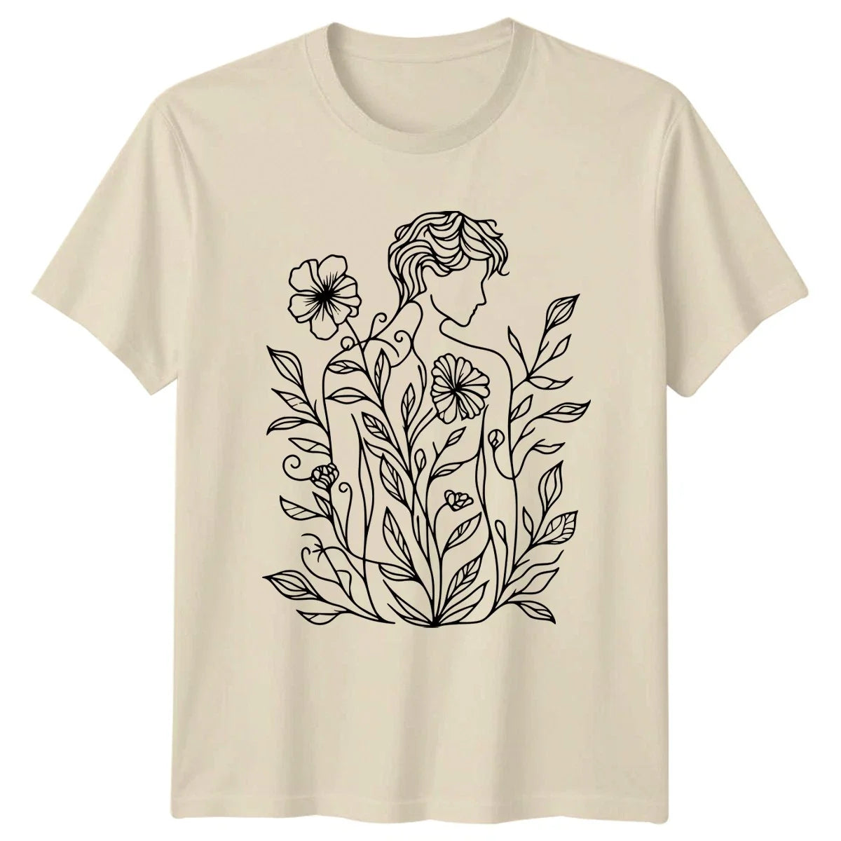 Floral Aesthetic Line Art Womens Floral Line Art Birthday Gift For Her Unisex , , , Long Sleeve Tee