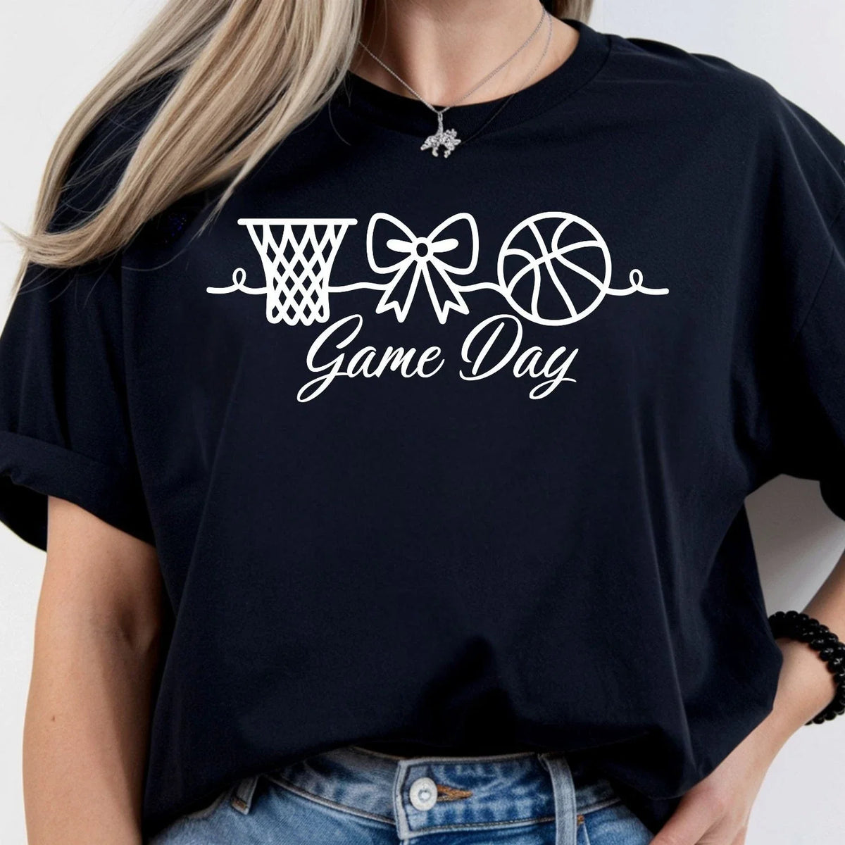 Basketball Game Day Shirt Women Sports Fan Tee Cute Athletic Graphic Top Gift Unisex , , , Long Sleeve Tee