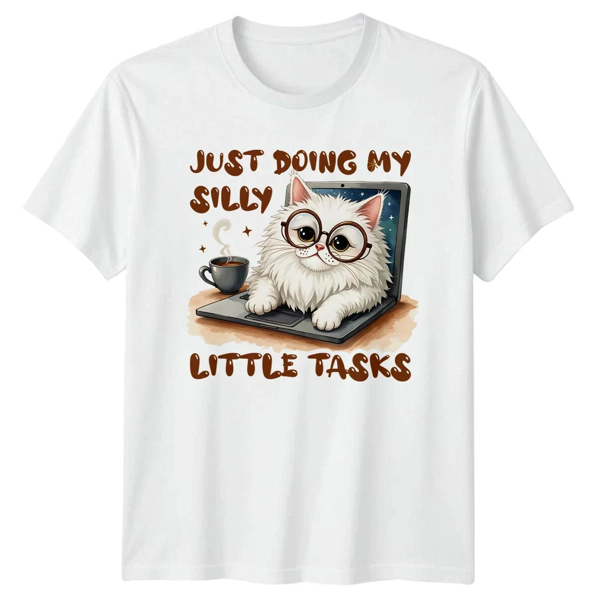 Funny Cat Doing Silly Little Tasks , Cute Cat Lover Tee Unisex , , , Long Sleeve Tee