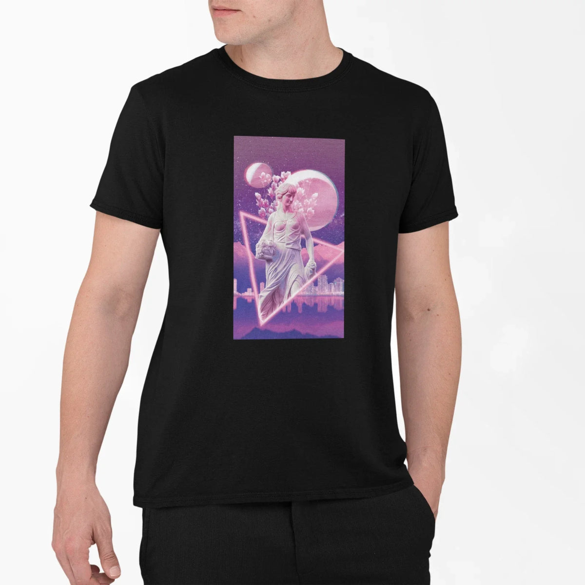Romantic Vaporwave Statue Aesthetic Art Printed Cotton Men's Top Tee Unisex , , , Long Sleeve Tee