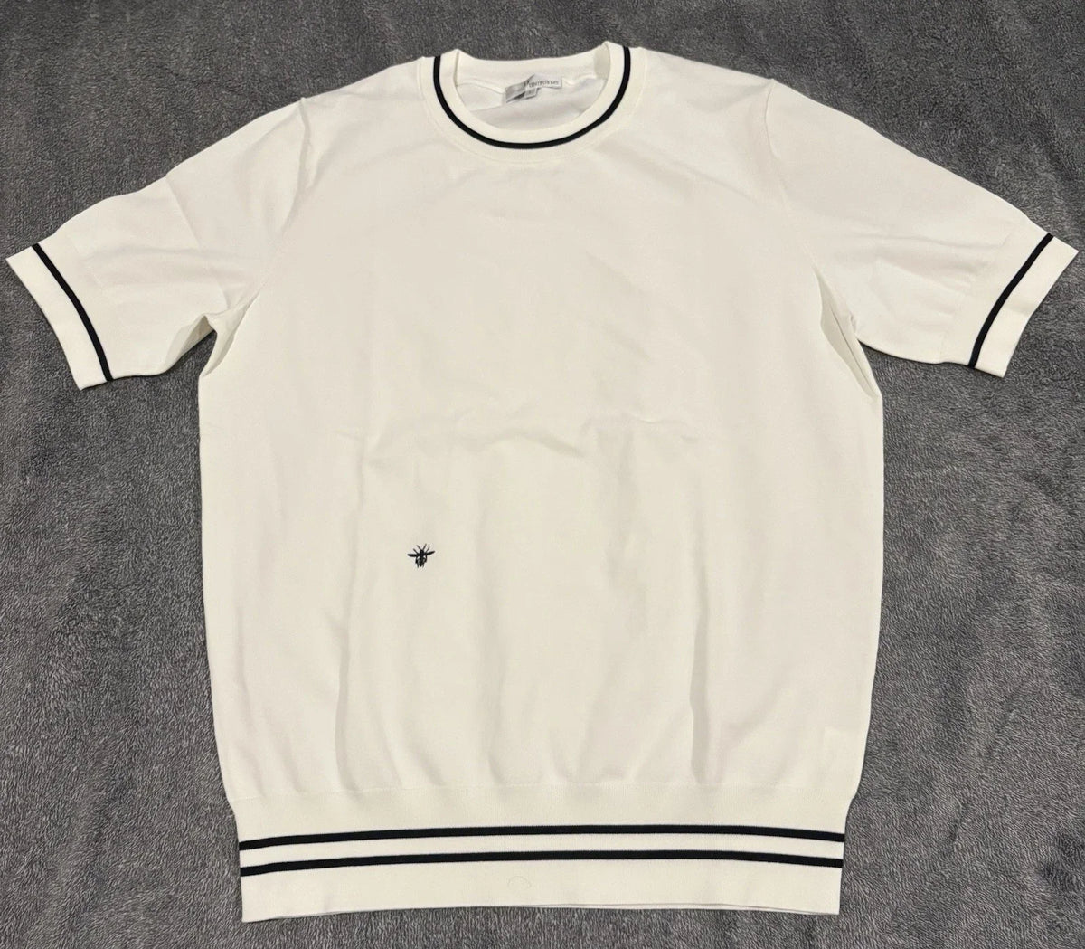 Christian Dior Men’s White “Dior Uniform” Knit –, Logo Detail, Size L Unisex , , , Long Sleeve Tee