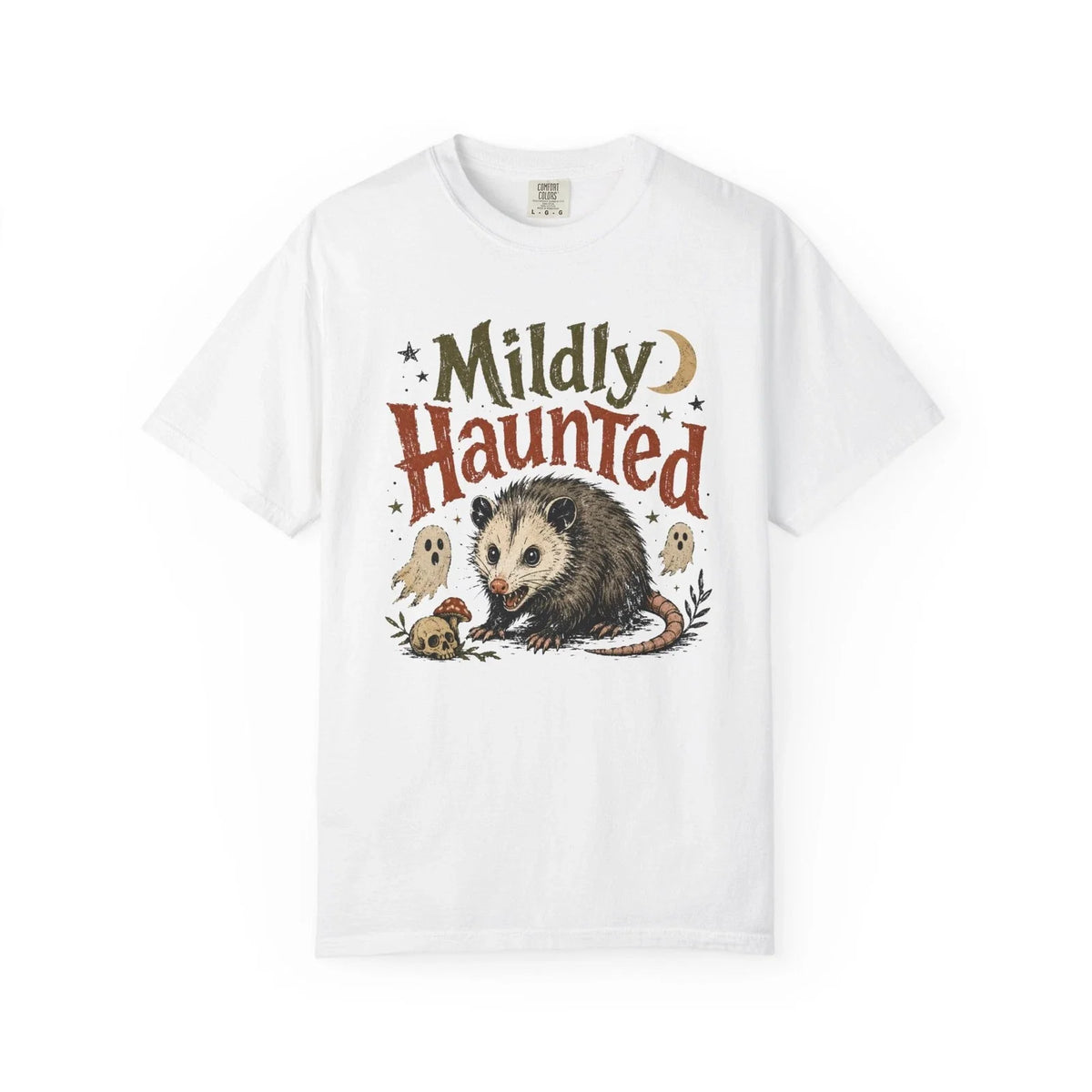 Mildly Haunted Possum | Cute Spooky Illustration Unisex , , , Long Sleeve Tee
