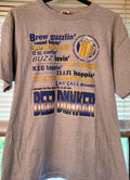 Mens Beer Drinker t-shirt, size L, Gray Fruit of the Loom short sleeve Cute