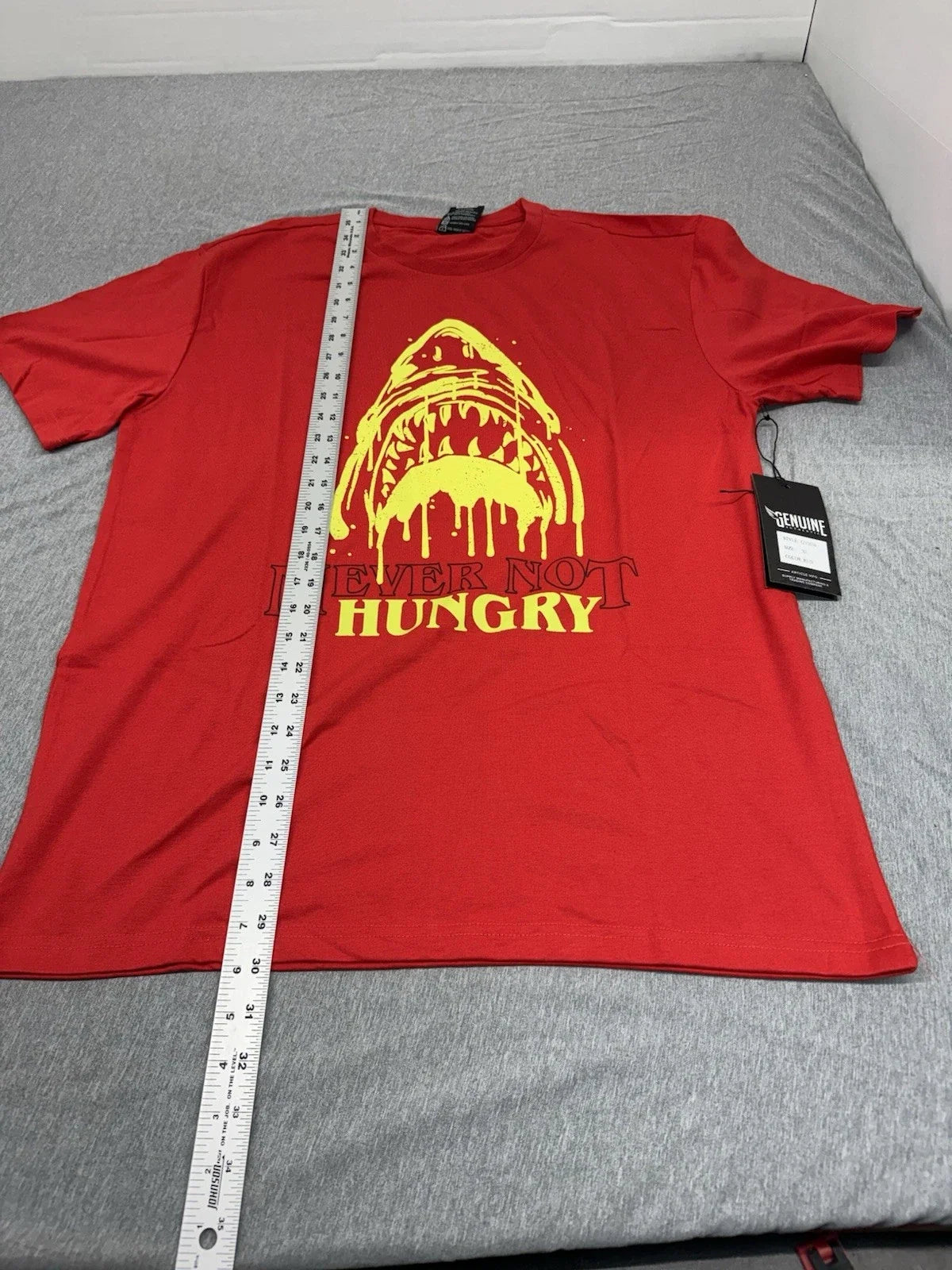 Genuine, Aesthetic, Shark Never Not Hungry, Red Size Extra Large , NWT Unisex , , , Long Sleeve Tee