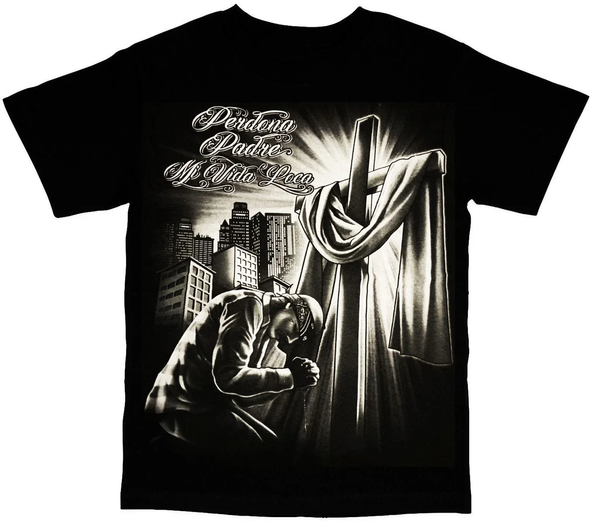 Chicano Art Perdona Padre Mi Vida Loca Mens Unisex , , , Long Sleeve Tee