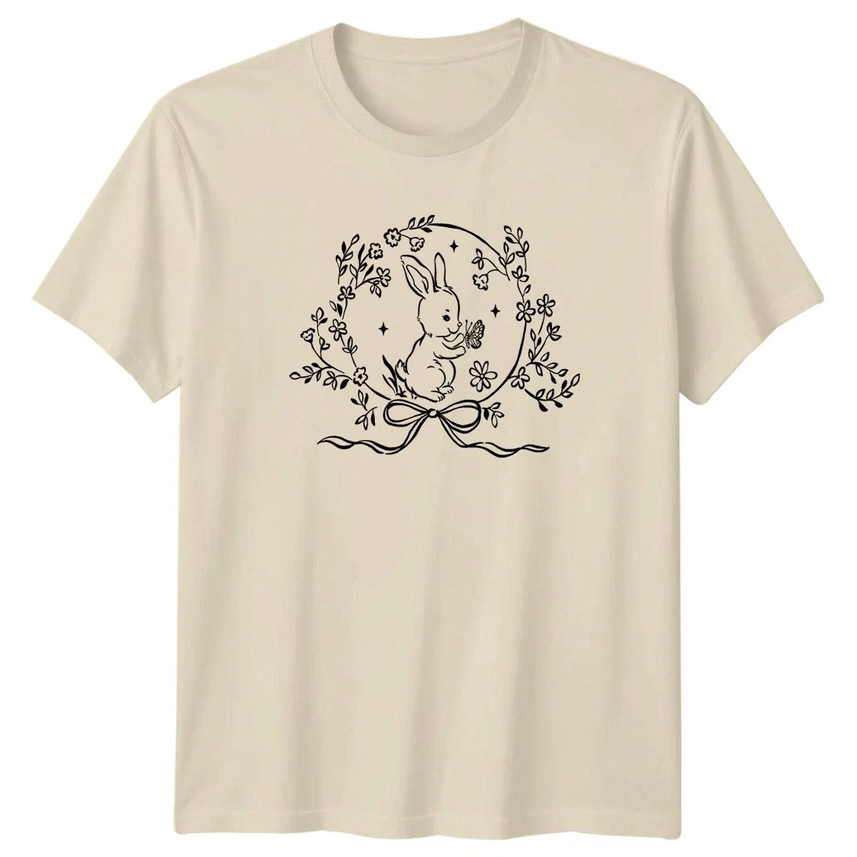 Cute Bunny Holding Butterfly Floral Spring Animal Easter Gift Unisex , , , Long Sleeve Tee