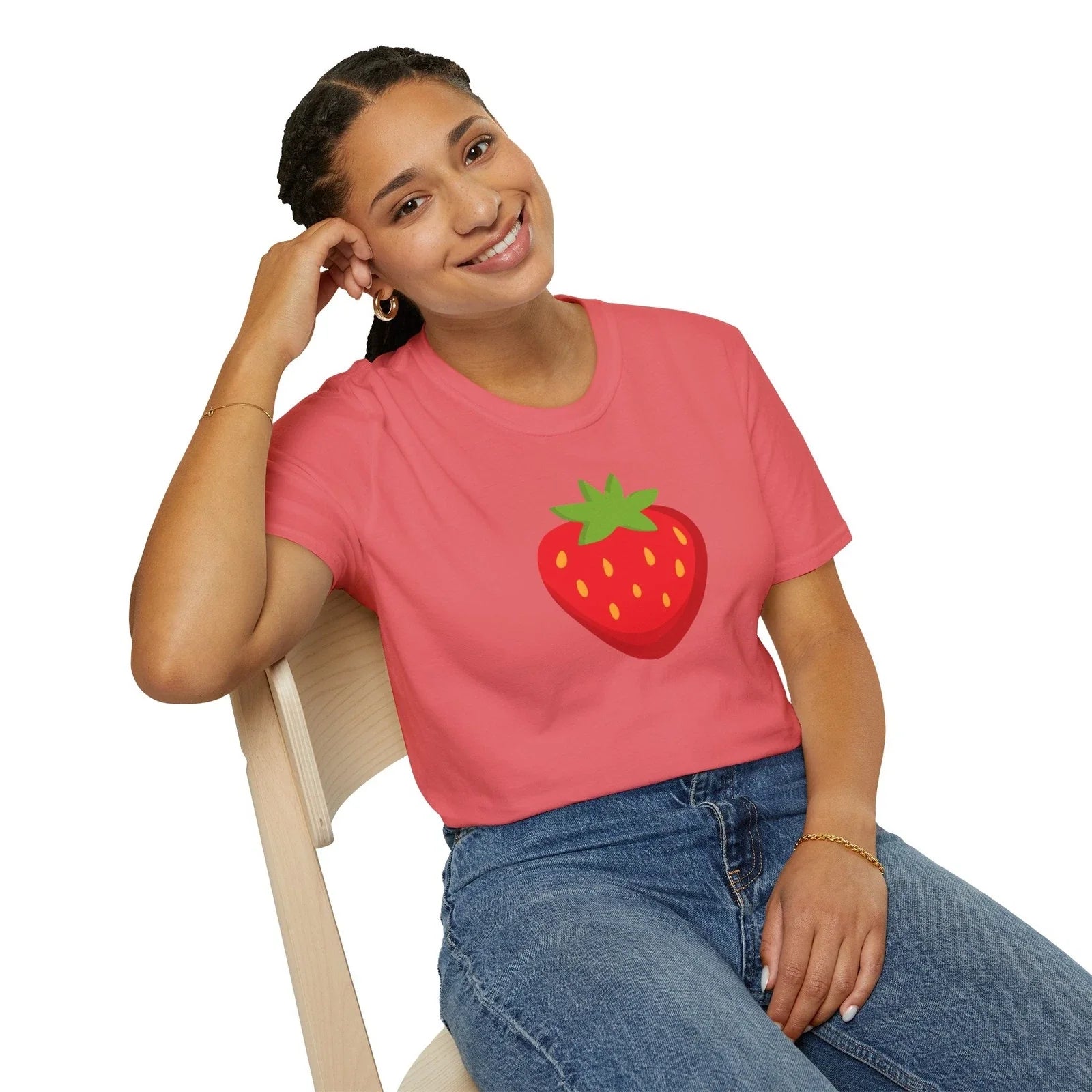 Strawberry Graphic | Cute Fruit Illustration Unisex , , , Long Sleeve Tee