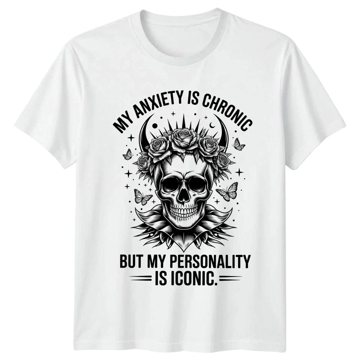 My Anxiety Is Chronic But Goth Aesthetic Anxiety Humor Unisex , , , Long Sleeve Tee