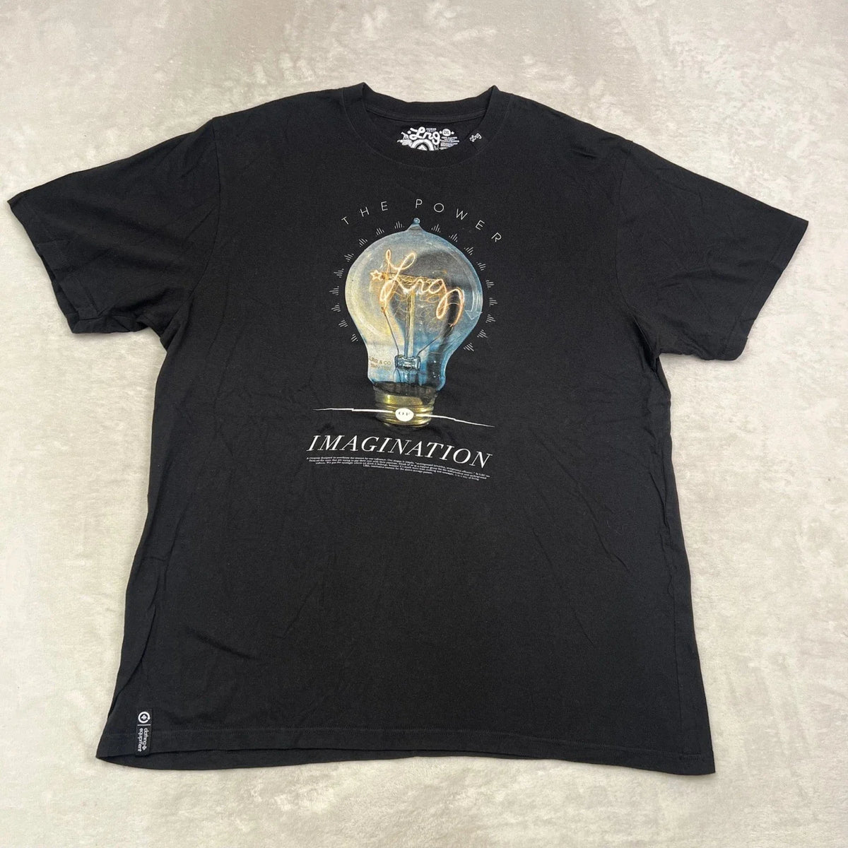 LRG Mens Black Graphic Print T Shirt The Power of Imagination 2XL Unisex , , , Long Sleeve Tee
