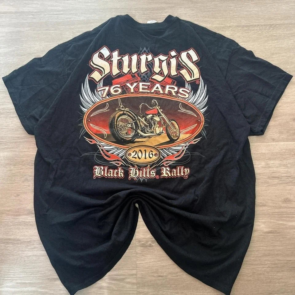 Black Sturgis Biker Graphic Tee Men's XL | Y2K Vintage Skate Unisex , , , Long Sleeve Tee