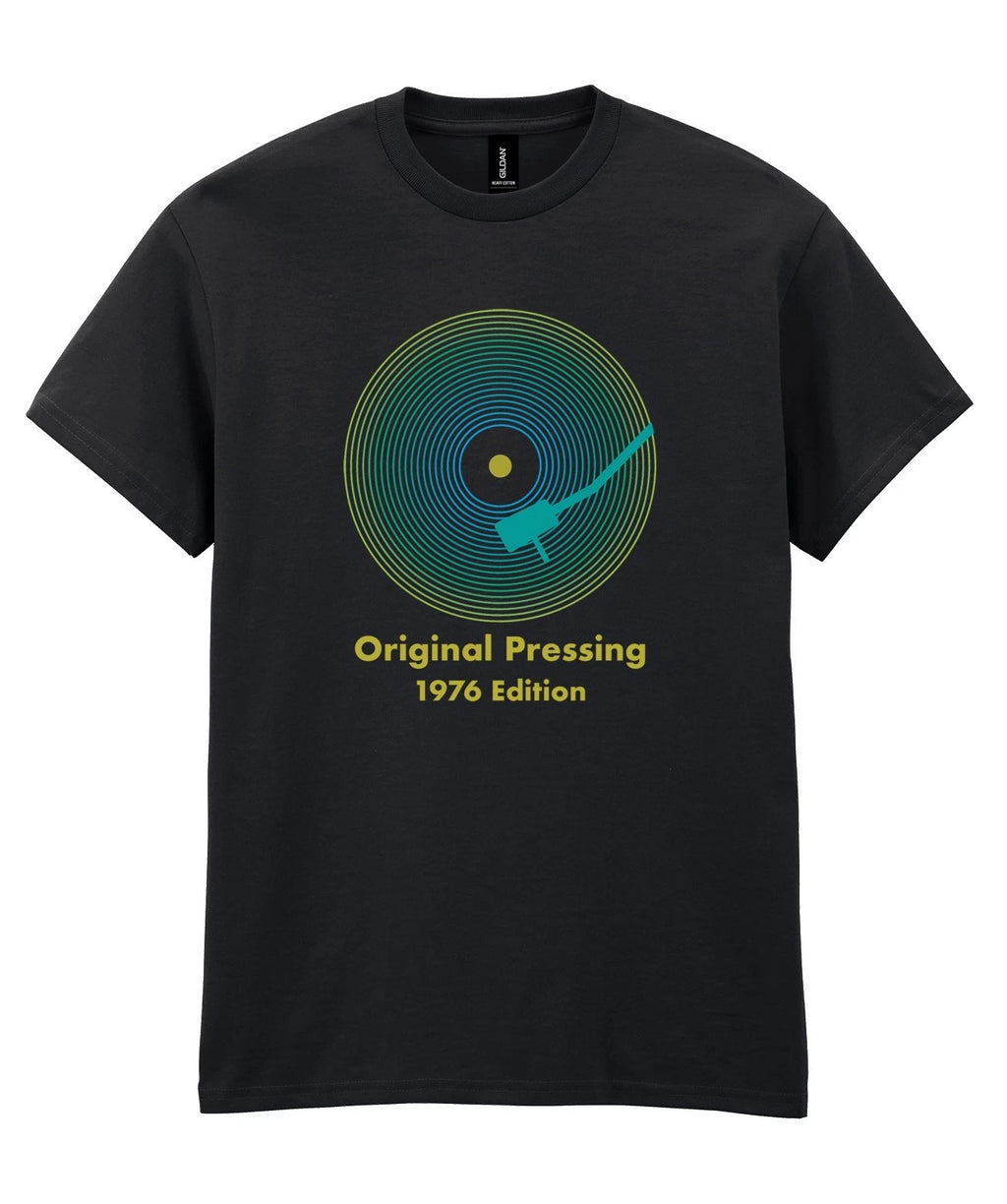 Mens 50th Birthday Vinyl Record T-Shirt LP Original Pressing 50 Born In 1976