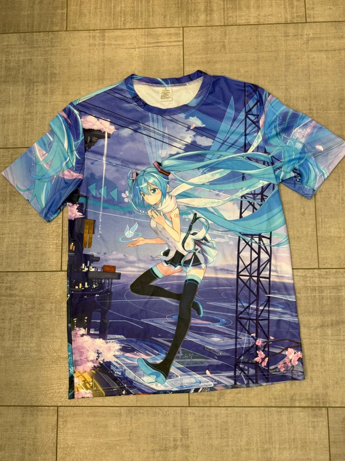 NWOT Hatsune Miku All-Over Graphic Short Sleeve Anime Art Shirt Unisex , , , Long Sleeve Tee