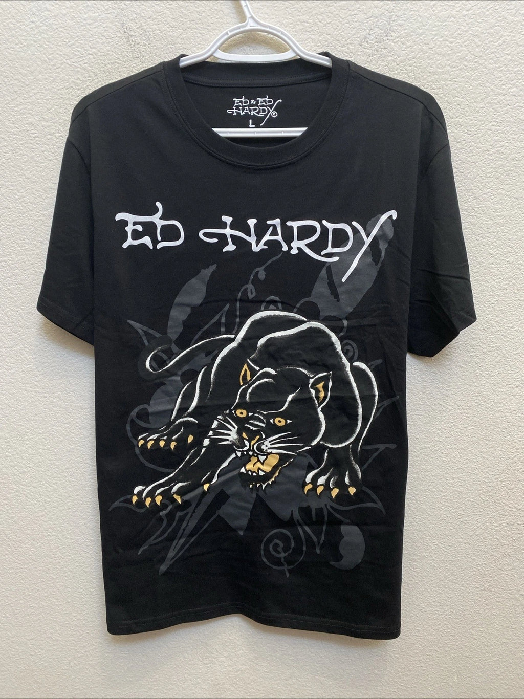 Ed Hardy Men's Large Black T-Shirt Graphic Print Panther NWT