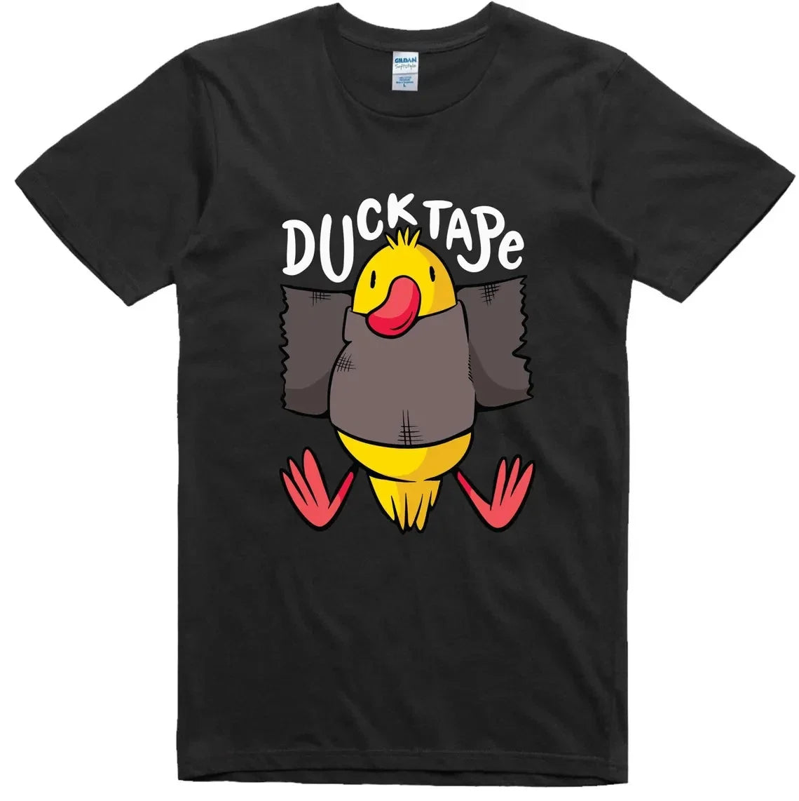 Funny Duck Stuck With Tape Cartoon Humor Graphic Tee Cute Bird Joke Unisex , , , Long Sleeve Tee
