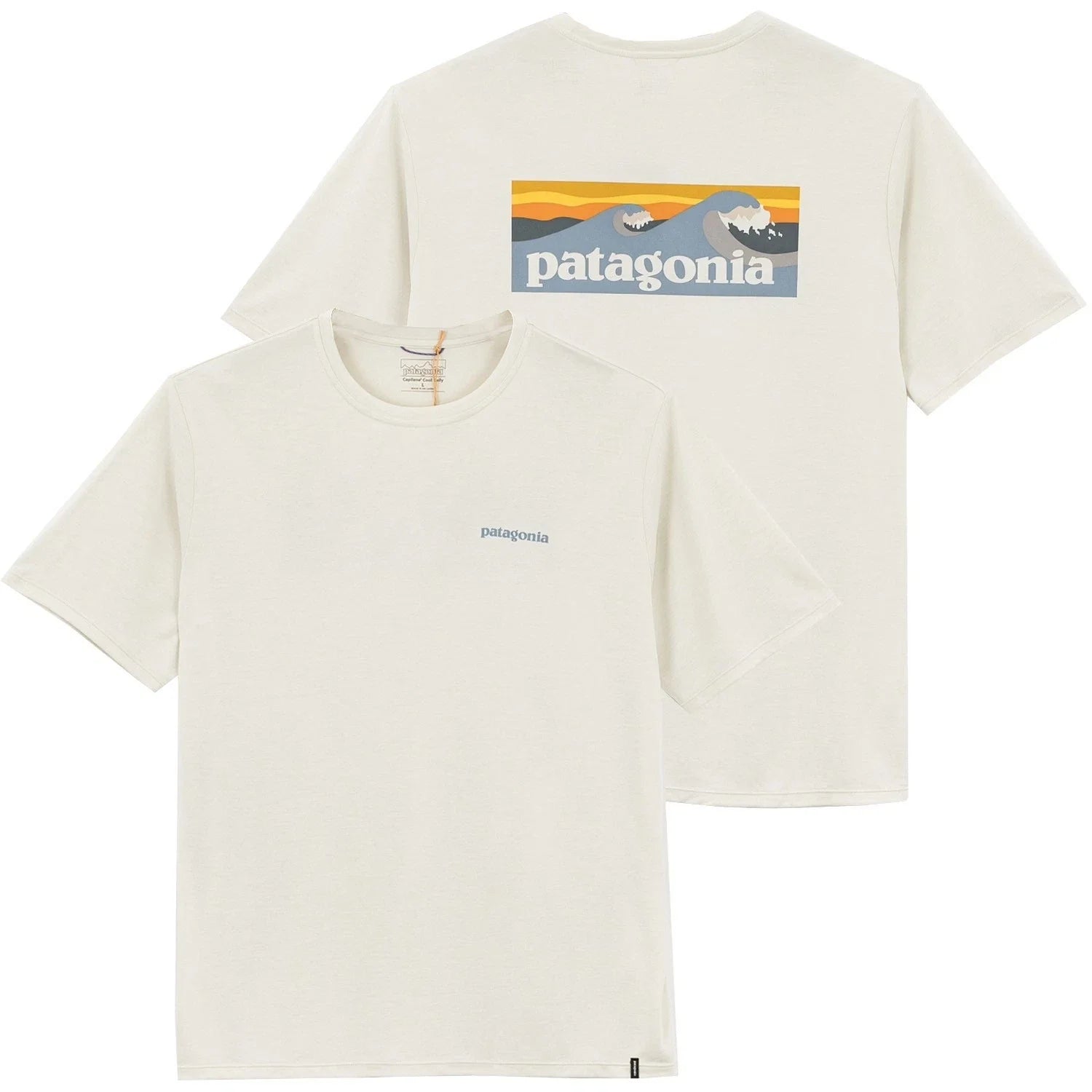Patagonia Men Capilene Cool Daily Boardshort Logo S/S Dyno White (Cream) Unisex , , , Long Sleeve Tee
