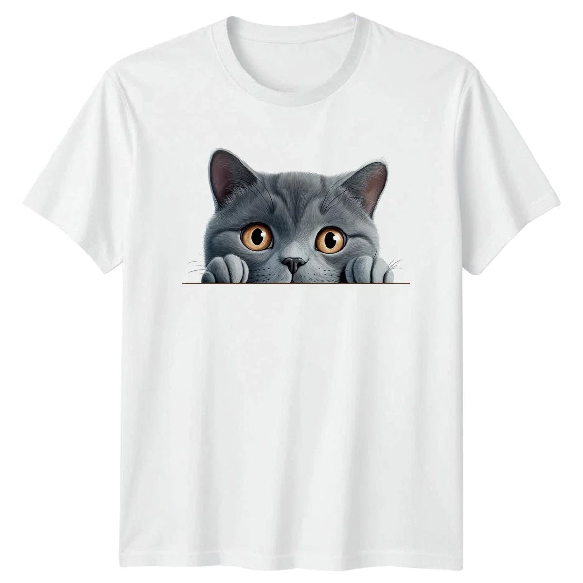 Peeking Cute Grey Cat Cute Cat Animals Birthday Gift For Him And Her Unisex , , , Long Sleeve Tee
