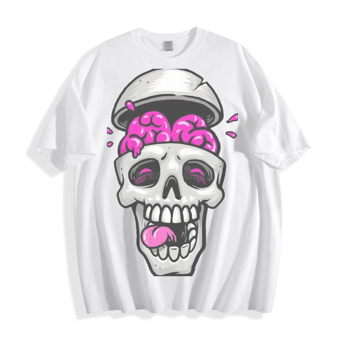 Pink Brain Skull - Edgy Glow-in-the-Dark Unisex Tee Unisex , , , Long Sleeve Tee