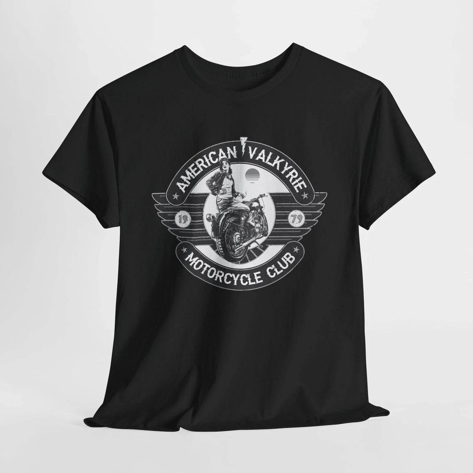 American Valkyrie Motorcycle Club Retro Cool Biker Unisex Heavy Cotton Tee Unisex , , , Long Sleeve Tee