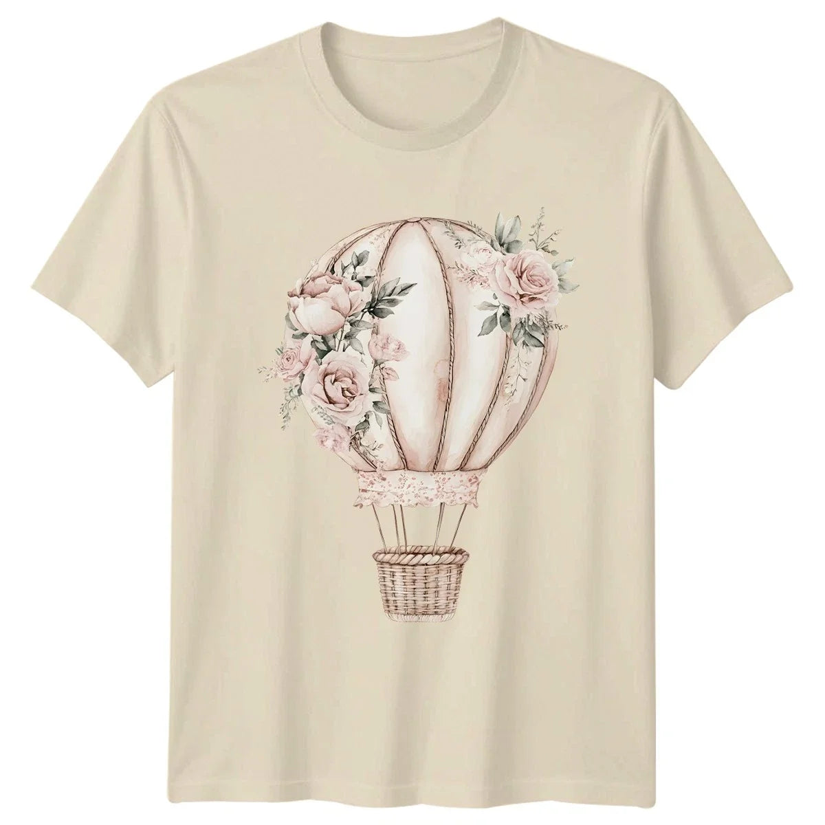 Floral Hot Air Balloon Aesthetic Womens Watercolor Art Vintage Unisex , , , Long Sleeve Tee